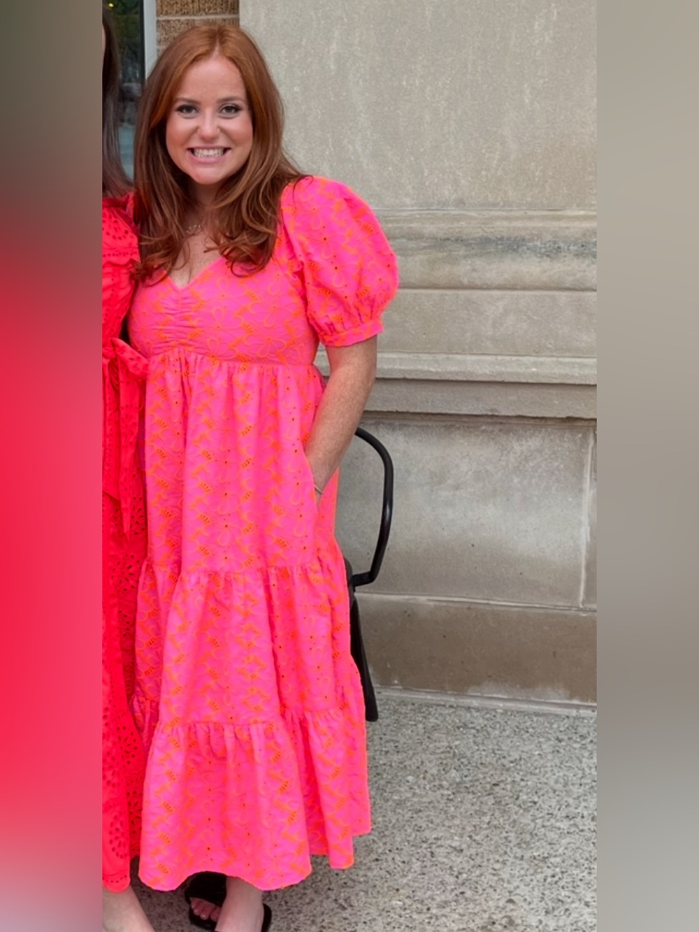 Lilly Pulitzer Neon Pink and Orange Tiered Maxi Dress